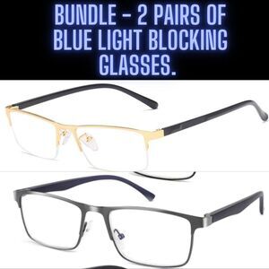 2 Pairs of blue light blocking glasses (Gold & Silver)